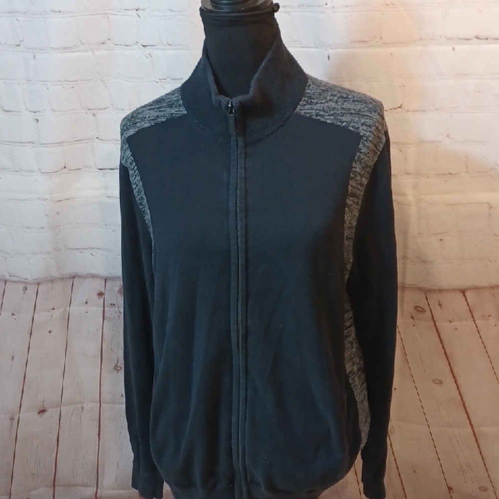 Kenneth Cole Black Cotton Everyday Zip Up Black Jacket   M